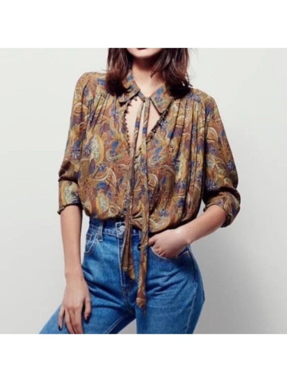 Free People modern paisley Blouse